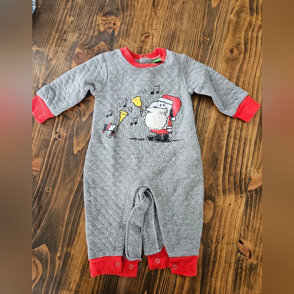 Gray and Red Santa Baby Onesie